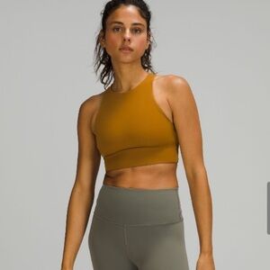 Lululemon energy bra high neck long line *tough size 4 spiced bronze